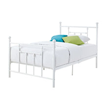 Load image into Gallery viewer, Full size White Metal Platform Bed with Headboard and Footboard
