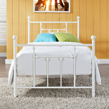 Load image into Gallery viewer, Full size White Metal Platform Bed with Headboard and Footboard
