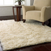 Load image into Gallery viewer, 4-ft x 6-ft Hand Woven Wool Flokati Area Rug in Natural Color
