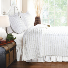 Load image into Gallery viewer, King size 3-Piece Quilt Set with 2 Pillow Shams 100% Cotton White Ruffles
