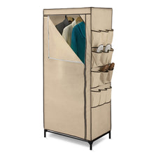 Load image into Gallery viewer, Tan 27-inch Portable Storage Closet Wardrobe with Shoe Organizer

