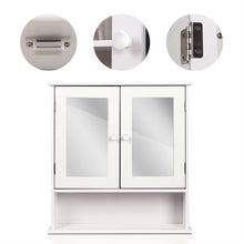 Load image into Gallery viewer, White 2-Door Mirrored Medicine Cabinet with Open Shelf
