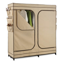 Load image into Gallery viewer, Khaki Double Door Wardrobe Portable Clothes Closet with Shoe Storage

