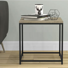 Load image into Gallery viewer, Modern Metal Frame End Table Nightstand with Taupe Finish Wood Top Side Table
