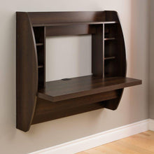 Load image into Gallery viewer, Modern Floating Wall Mounted Home Office Computer Desk in Brown Wood Finish
