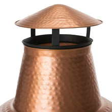 Load image into Gallery viewer, Hammered Copper and Iron Chiminea Fire Pit with Stand
