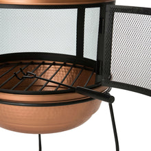 Load image into Gallery viewer, Hammered Copper and Iron Chiminea Fire Pit with Stand
