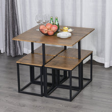 Load image into Gallery viewer, Farmhouse 5 Piece Square Walnut Wood Steel Kitchen Dining Set
