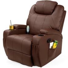 Load image into Gallery viewer, Brown Swivel Heat &amp; Massage Recliner Chair 5 Modes Remote Control
