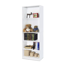 Load image into Gallery viewer, Modern 5-Shelf Bookcase in White Wood Finish
