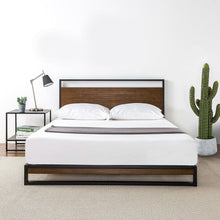 Load image into Gallery viewer, King size Metal Wood Platform Bed Frame with Headboard
