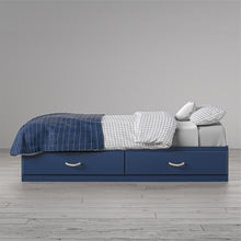 Load image into Gallery viewer, Twin Size Blue Platform Bed with 2 Storage Drawers Rope Handles
