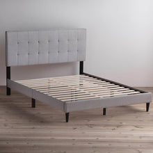 Load image into Gallery viewer, Queen size Stone Gray Upholstered Tufted Platform Bed Frame with Headboard
