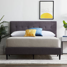 Load image into Gallery viewer, Queen size Dark Gray Upholstered Tufted Platform Bed Frame
