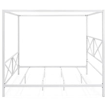 Load image into Gallery viewer, Queen size Modern Industrial Style White Metal Canopy Bed Frame
