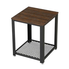 Load image into Gallery viewer, Modern Industrial Metal Wood Nightstand Side Table with Mesh Shelf
