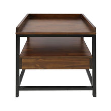 Load image into Gallery viewer, Modern Solid Wood 1-Drawer End Table Nightstand in Mocha Brown and Black Finish
