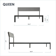Load image into Gallery viewer, Queen Size Grey Soft Fabric Metal Headboard Platform Bed Wooden Slats
