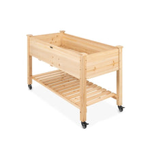 Load image into Gallery viewer, Solid Wood Locking Wheels Raised Mobile Garden Wood Planter Elevated Planter
