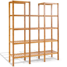 Load image into Gallery viewer, Bamboo Wood 4-Shelf Bookcase Plant Stand Shelving Unit
