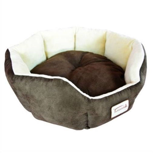 Mocha Beige Round Oval Pet Bed for Small Dogs or Cats