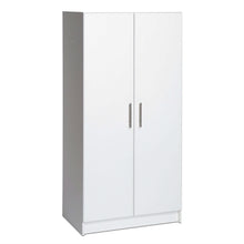 Load image into Gallery viewer, White 2-Door Wardrobe Cabinet with Hanging Rail and Storage Shelf
