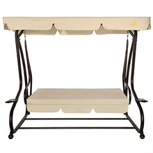 Load image into Gallery viewer, Outdoor 3-Seat Canopy Swing with Beige Cushions for Patio Deck or Porch
