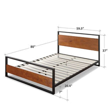 Load image into Gallery viewer, Queen size Modern Metal Wood Platform Bed Frame with Headboard and Footboard
