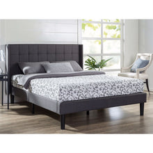 Load image into Gallery viewer, Queen size Grey Wingback Upholstered Platform Bed
