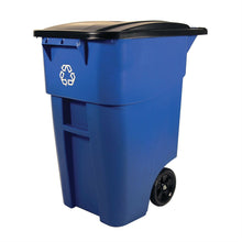 Load image into Gallery viewer, 50 Gallon Blue Commercial Heavy-Duty Rollout Recycler Trash Can Container
