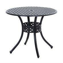 Load image into Gallery viewer, Round Metal 33-inch Outdoor Patio Table in Black Cast Aluminum
