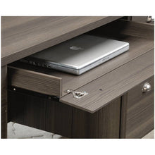 Load image into Gallery viewer, Gray Ash Brown Executive Computer Office Desk with Keyboard Tray - Made In USA
