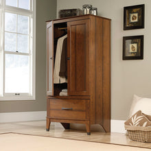 Load image into Gallery viewer, Bedroom Wardrobe Cabinet Storage Armoire in Medium Brown Cherry Wood Finish
