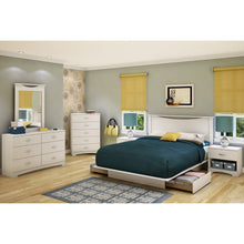 Load image into Gallery viewer, Full size White Modern Platform Bed Frame with 2 Storage Drawers

