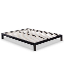 Load image into Gallery viewer, Queen Modern Black Metal Platform Bed Frame with Wooden Slats

