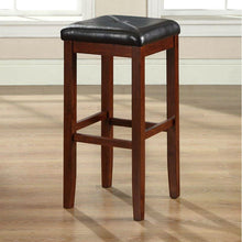 Load image into Gallery viewer, Set of 2 Vintage Mahogany Stools with Black Upholstered Seat
