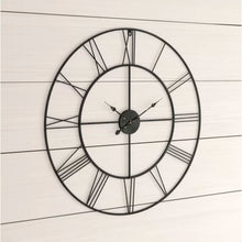 Load image into Gallery viewer, Round 24-inch Metal Wall Clock with Roman Numerals
