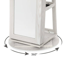 Load image into Gallery viewer, 360 Degree Swivel White Wash Full Length Mirror Locking Jewelry Armoire
