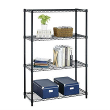 Load image into Gallery viewer, Heavy Duty 4-Shelf Metal Shelving Unit in Black Steel Finish
