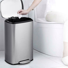 Load image into Gallery viewer, 13-Gallon Modern Stainless Steel Kitchen Trash Can with Foot Step Pedal Design
