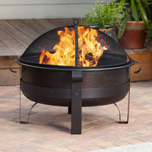 Load image into Gallery viewer, Heavy Duty 34-inch Fire Pit Deep Steel Cauldron with Screen Stand and Cover
