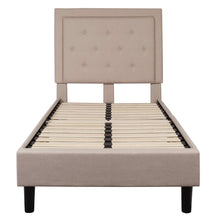 Load image into Gallery viewer, Twin Beige Fabric Upholstered Platform Bed with Button Tufted Headboard
