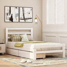 Load image into Gallery viewer, Twin size White Low Profile 2 Drawer Storage Platform Bed
