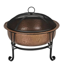 Load image into Gallery viewer, Hammered Copper 26-inch Fire Pit with Stand and Spark Screen
