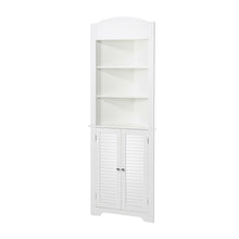 Load image into Gallery viewer, Bathroom Linen Tower Corner Storage Cabinet with 3 Open Shelves in White
