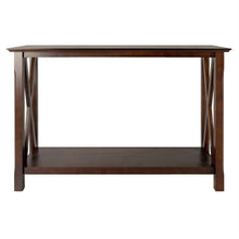 Load image into Gallery viewer, Cappuccino Brown Wood Console Sofa Table with Bottom Shelf
