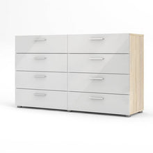 Load image into Gallery viewer, White Modern Bedroom 8-Drawer Double Dresser with Oak Finish Sides and Top
