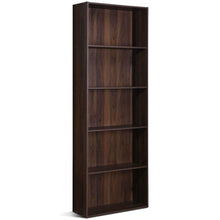 Load image into Gallery viewer, Modern 5-Tier Bookcase Storage Shelf in Brown Walnut Wood Finish
