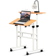 Load image into Gallery viewer, Mobile Adjustable Height Sit Standing Stand Up Desk in White Oak
