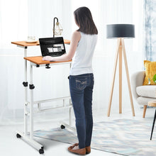 Load image into Gallery viewer, Mobile Adjustable Height Sit Standing Stand Up Desk in White Oak
